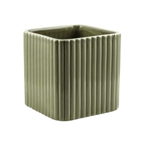 CUBO RIGATO CERAMICA VERDE H.13.5